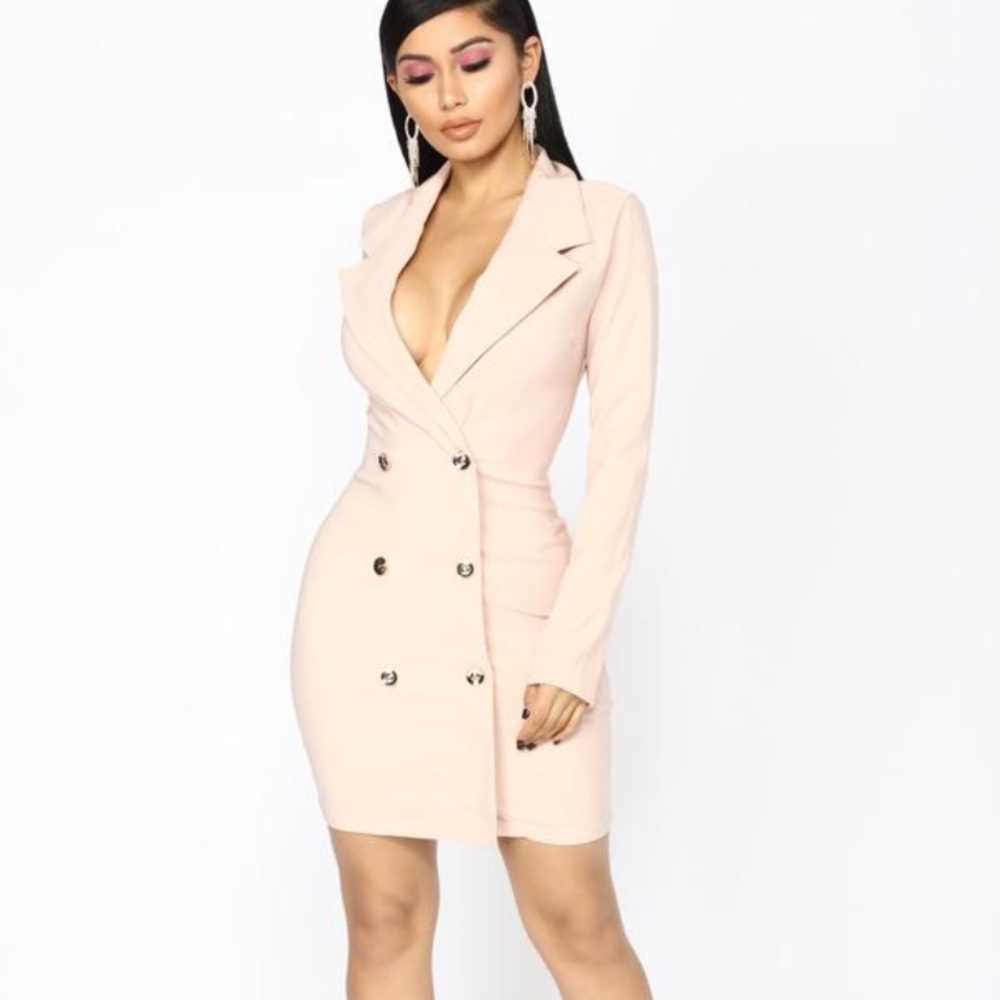 Enterprise Blazer dress in white and gold